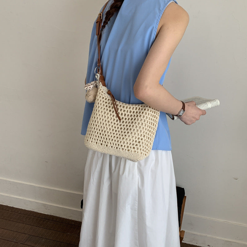 Trendy Mesh Bag with Leather Accents LoungeYard — product view 2