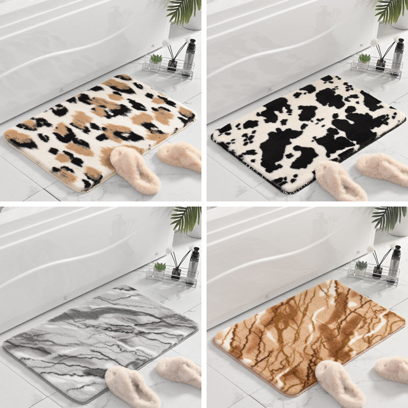 Plush Marble Design Bath Mat Bowlift — product view 3