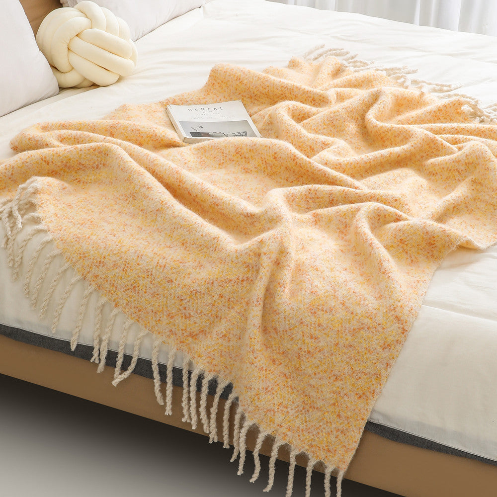 Ladies elegant and cozy blanket with fringes LoungeYard — product view 1