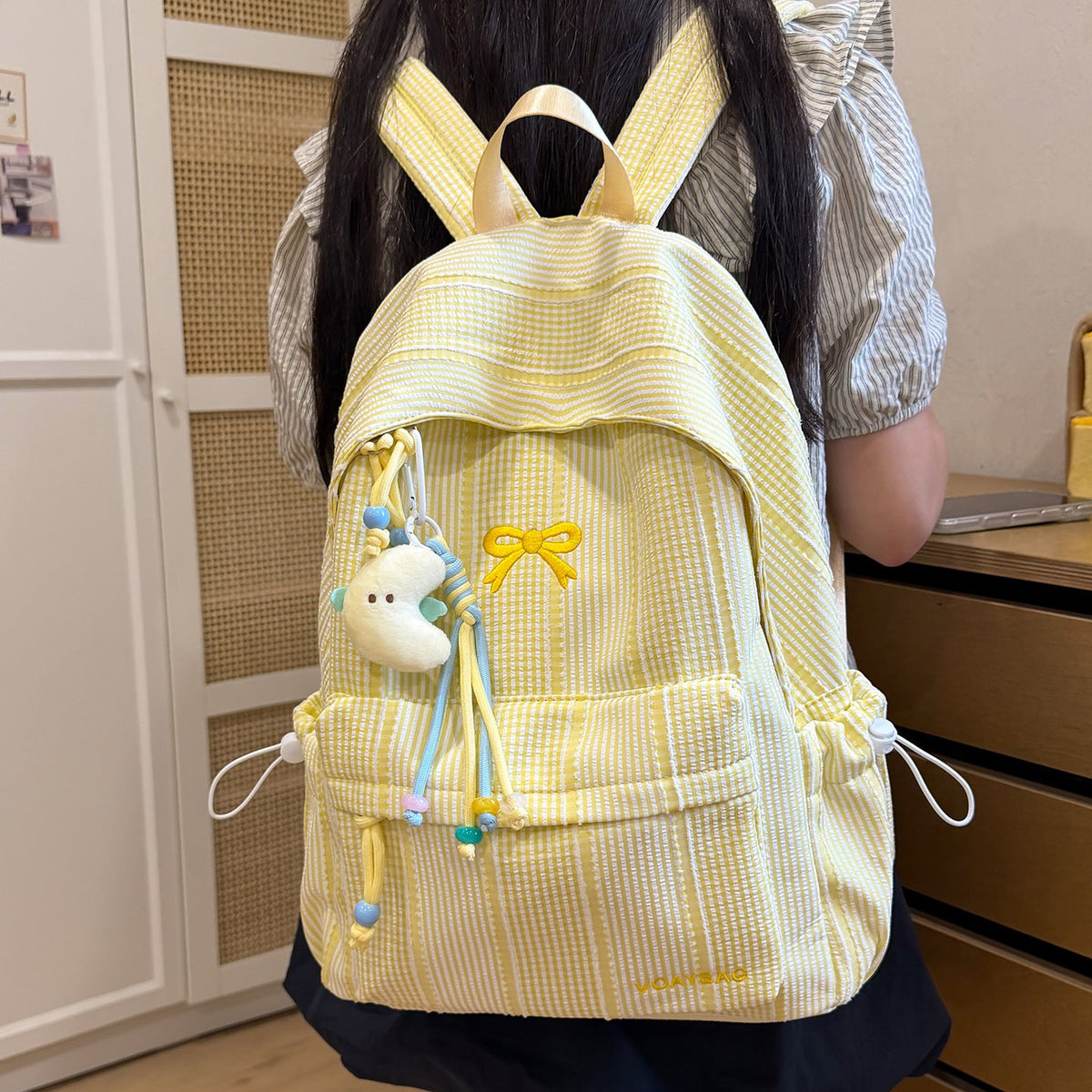 Cute Checked Patterned School Backpack LoungeYard — product view 3