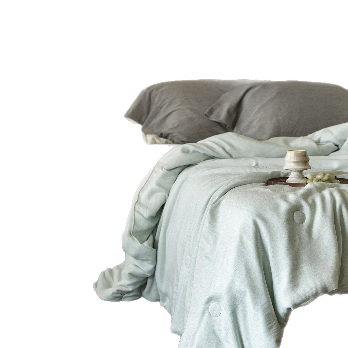 Linen duvet cover with natural washed look and concealed button closure — product view 5