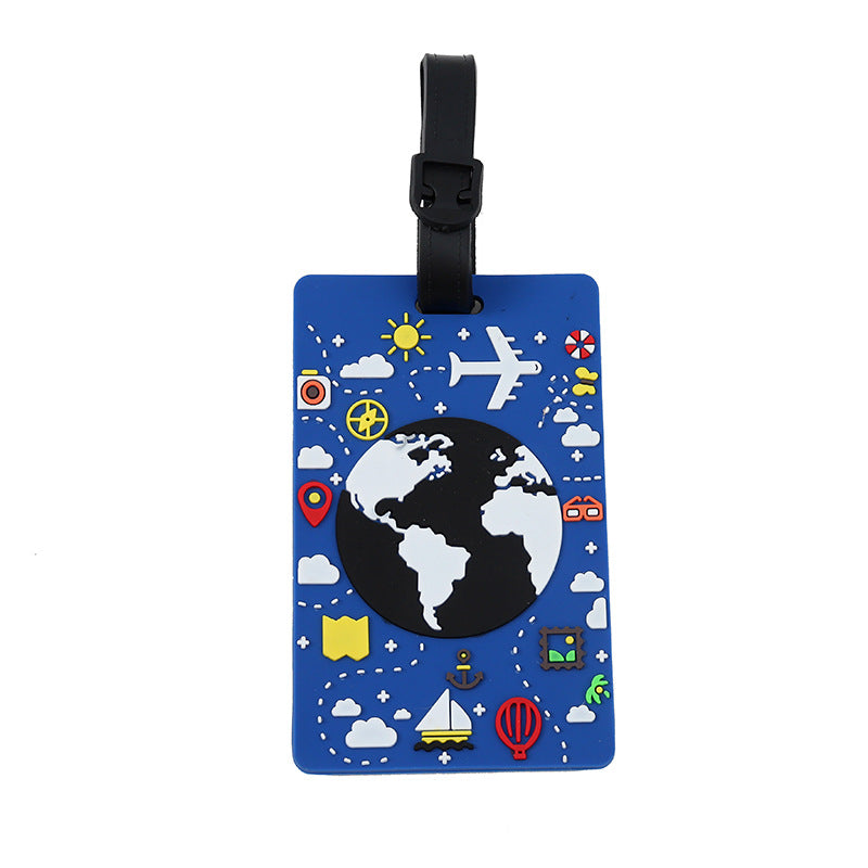 silicone travel luggage tag world map airplane design with adjustable strap LoungeYard — product view 5