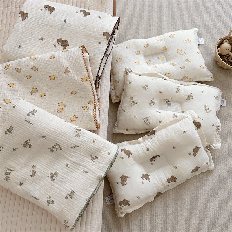 Unisex Mull blanket with cute bear design LoungeYard — product view 4