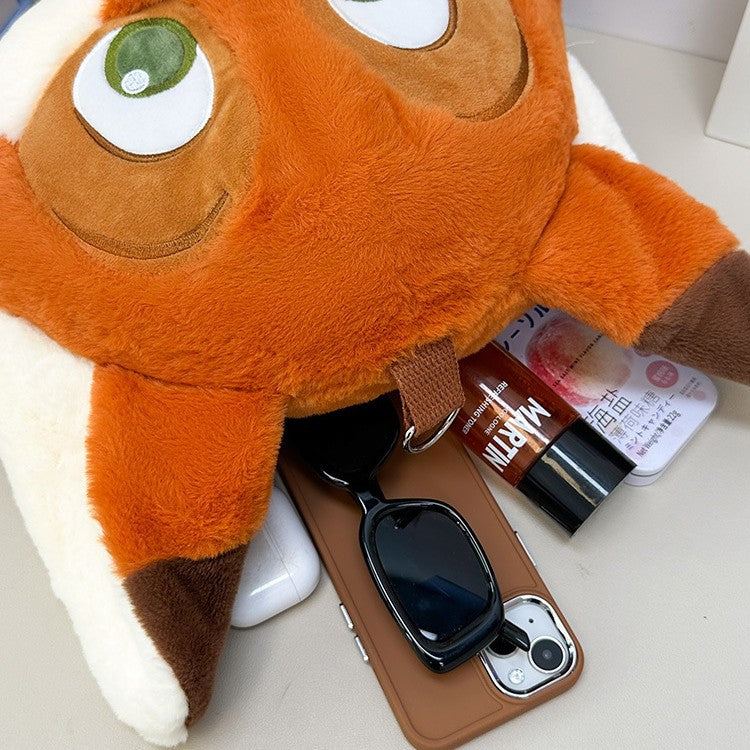 Plush backpack with cute fox design LoungeYard — product view 4