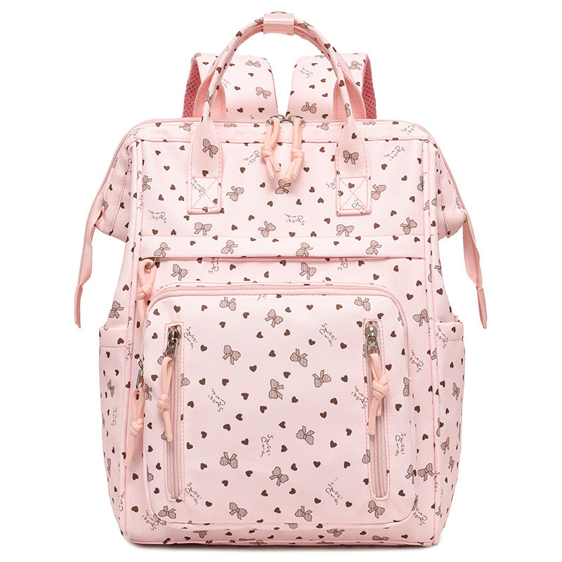 Stylish Heart-Printed Multi-Pocket Backpack LoungeYard — product view 4