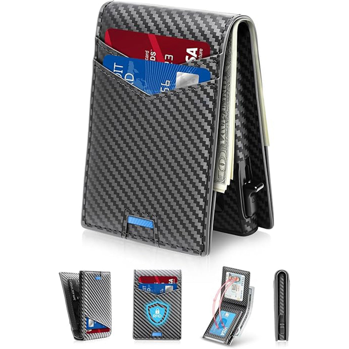 RFID-Blocking Carbon Fiber Slim Wallet LoungeYard — product view 5