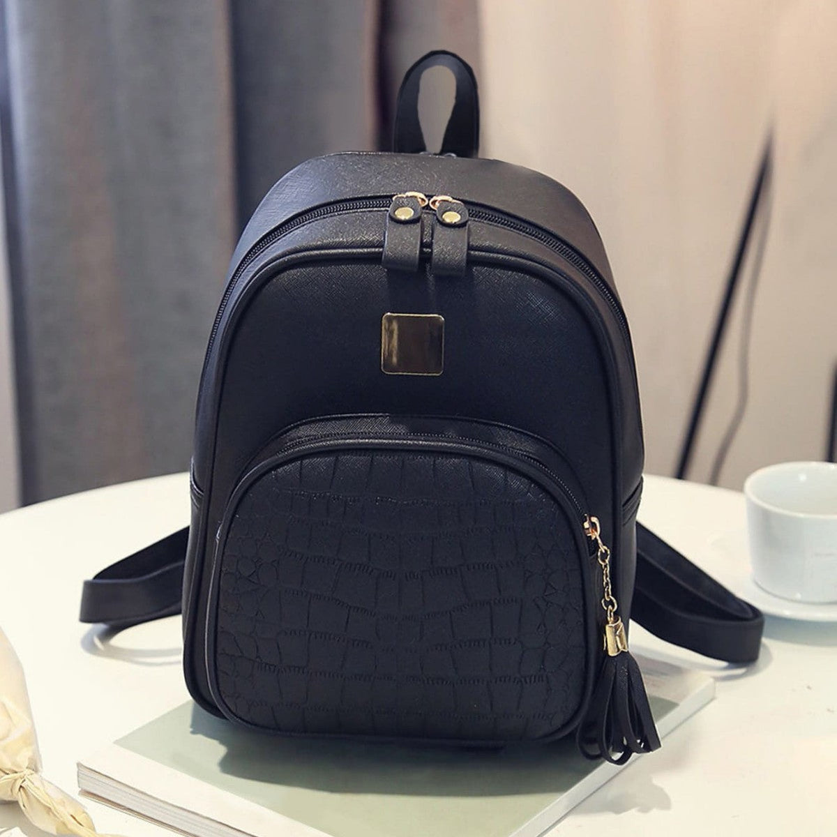 Fashionable backpack with structured material LoungeYard — product view 4