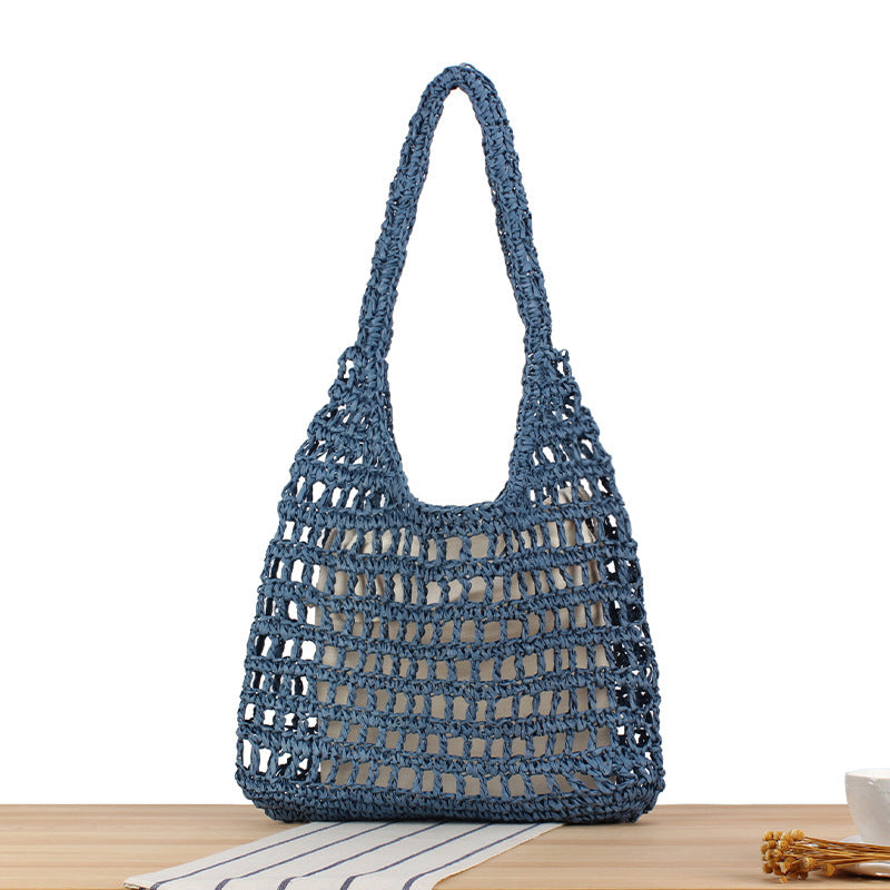 Handcrafted net shoulder bag with sturdy carrying handle LoungeYard — product view 6