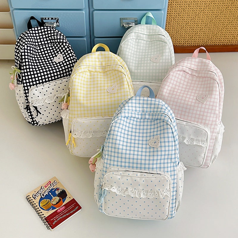 Stylish Gingham Patterned Backpack LoungeYard — product view 7