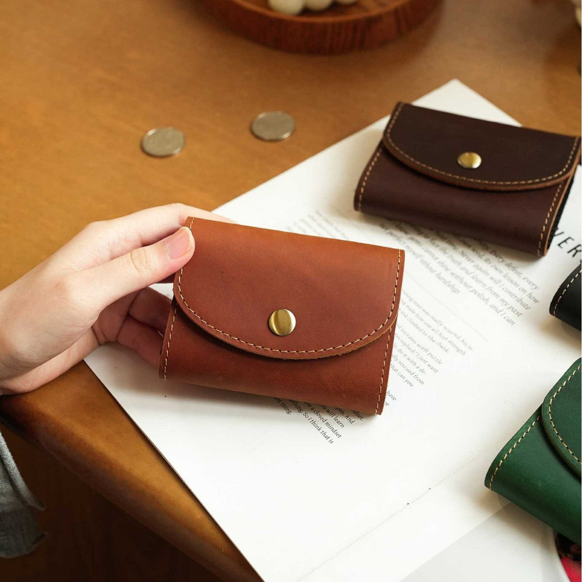 Compact Leather Card Holder — product view 1