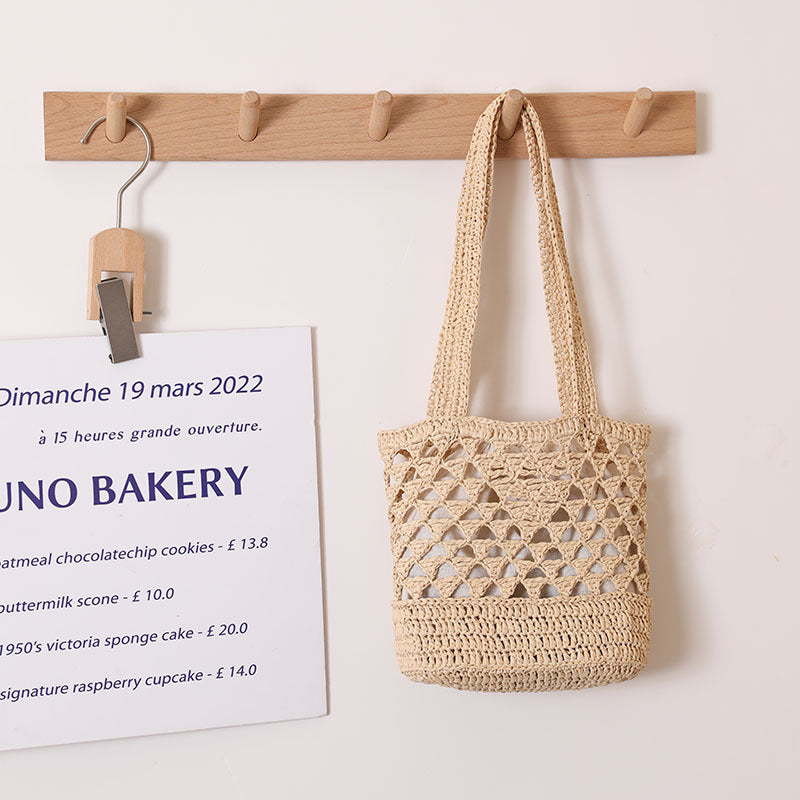 Handcrafted net straw bag with elegant straps LoungeYard — product view 5