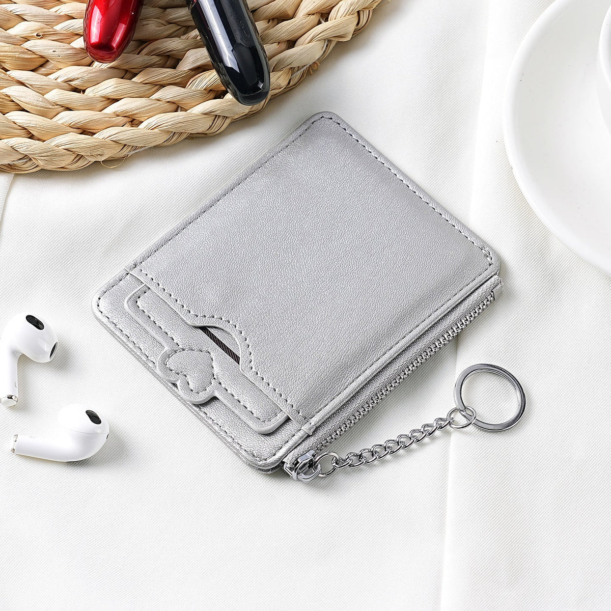 Elegant Zippered Cardholder with Keychain Loop — product view 2