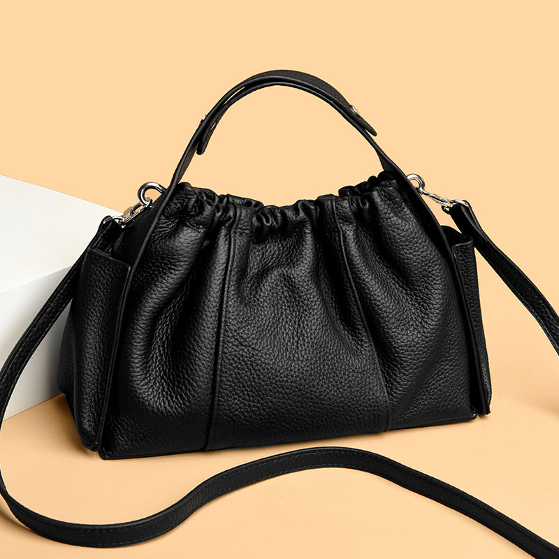 Textured Leather Drawstring Satchel LoungeYard — product view 1
