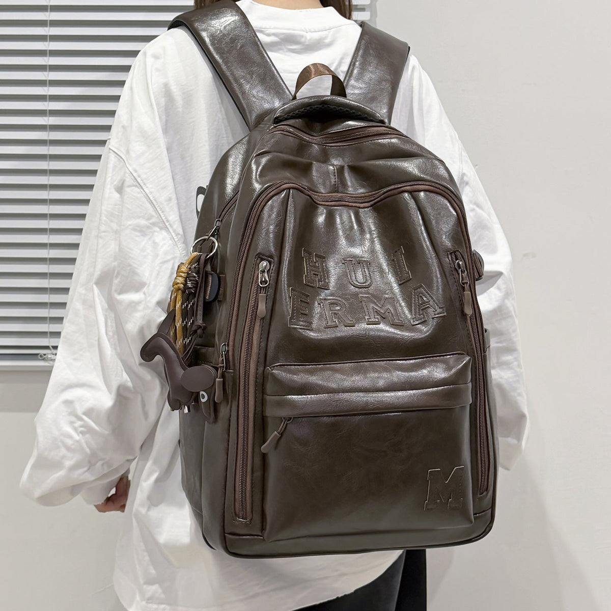 Premium Leather Backpack LoungeYard — product view 3