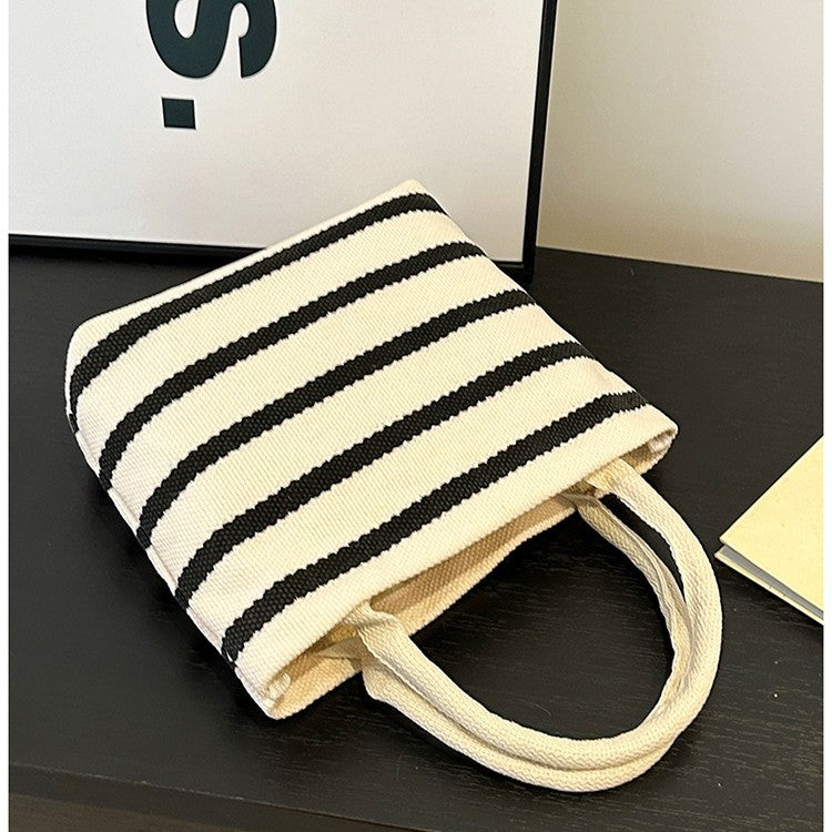 WoStriped Canvas Tote Bag LoungeYard — product view 4