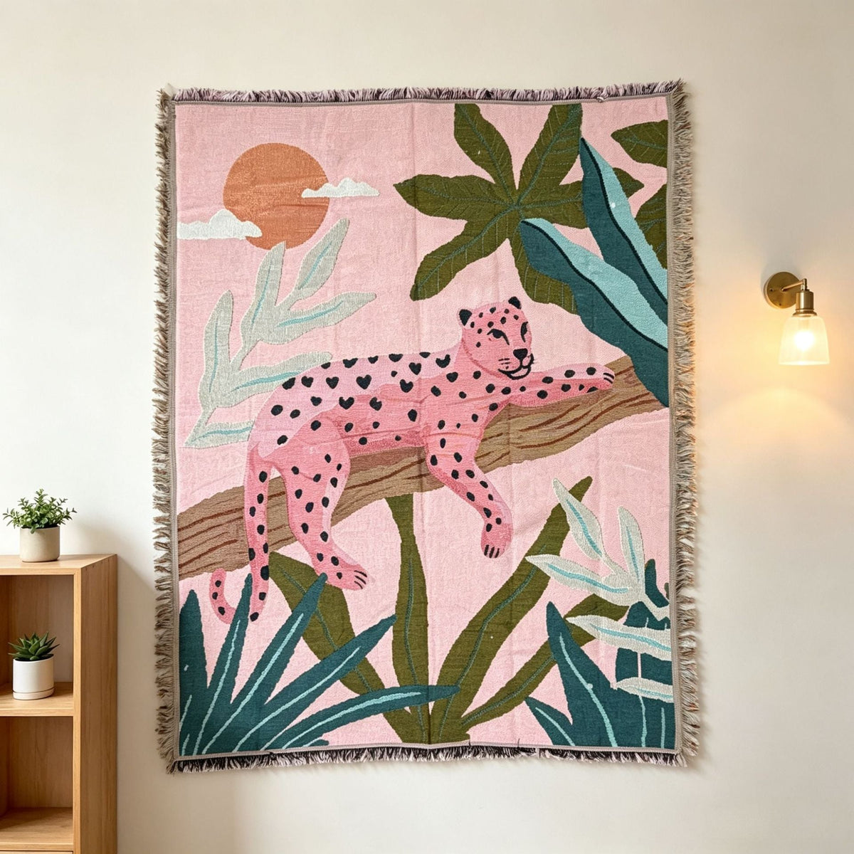 Artistic Leopard-Themed Tapestry Blanket — product view 1