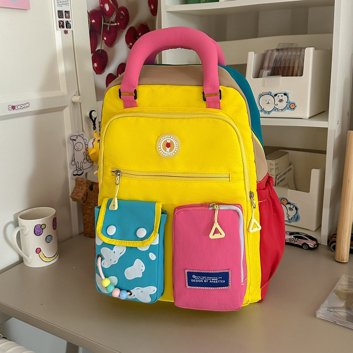 Color Block Multi-Functional Backpack LoungeYard — product view 6