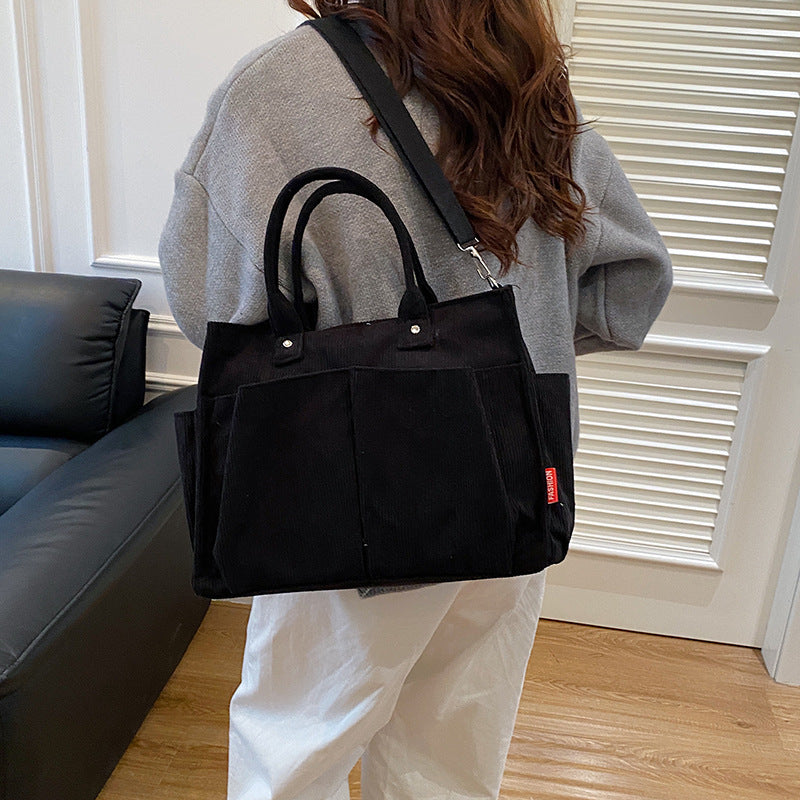 Corduroy Multi-Pocket Tote Bag LoungeYard — product view 2