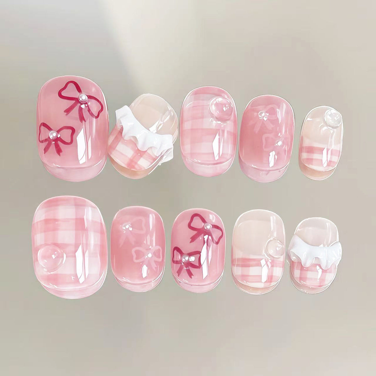 Bow-Embellished Press-On Nail Art Set — product view 1