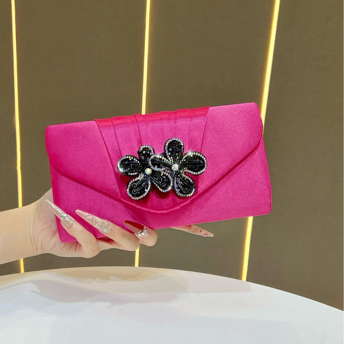 Elegant Floral Embellished Clutch — product view 1