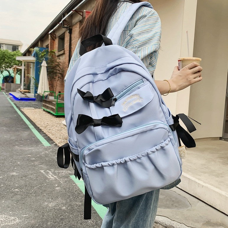 Charming Bow-Appliqué Casual Backpack LoungeYard — product view 1