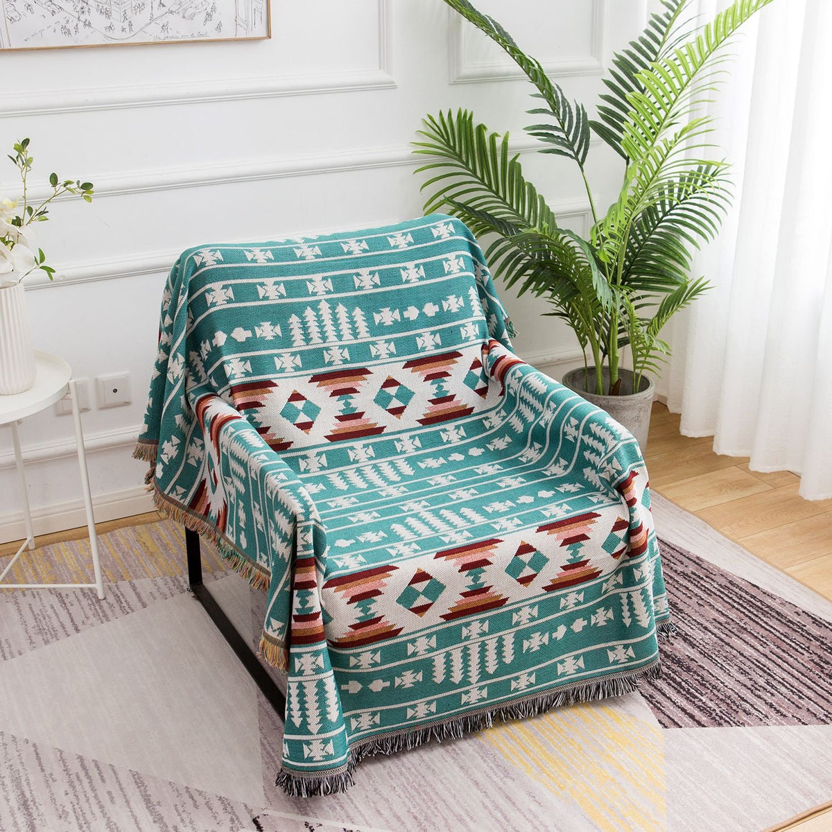 Geometric Pattern Woven Throw Blanket — product view 2