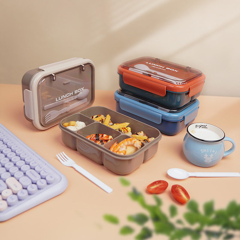 Multi-Compartment Bento Lunch Box with Built-in Utensils — product view 1