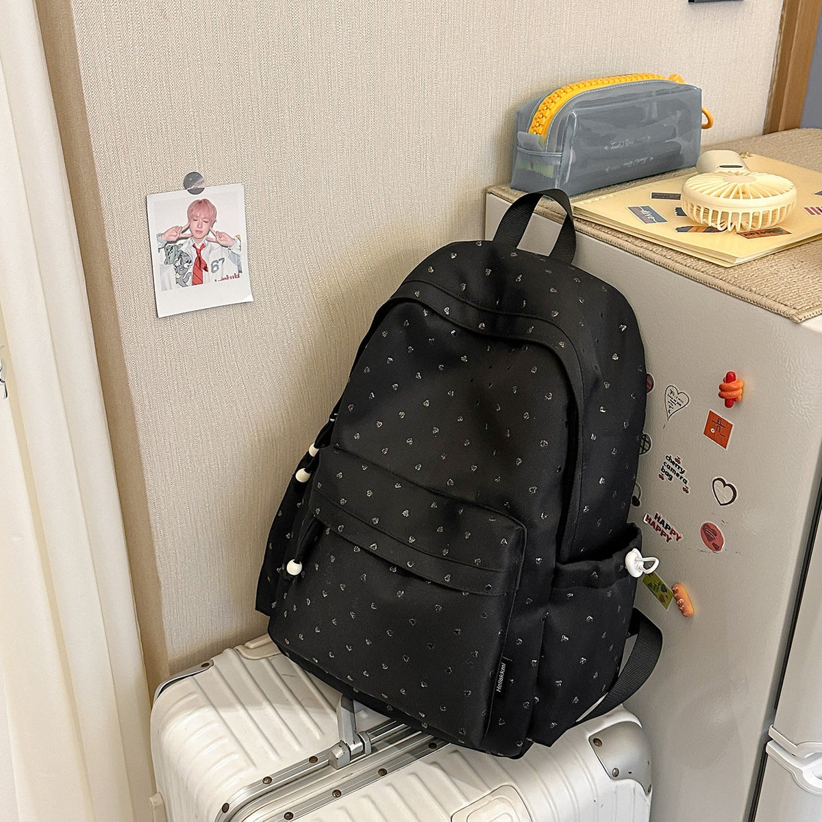 Playful Heart-Printed Backpack LoungeYard — product view 6