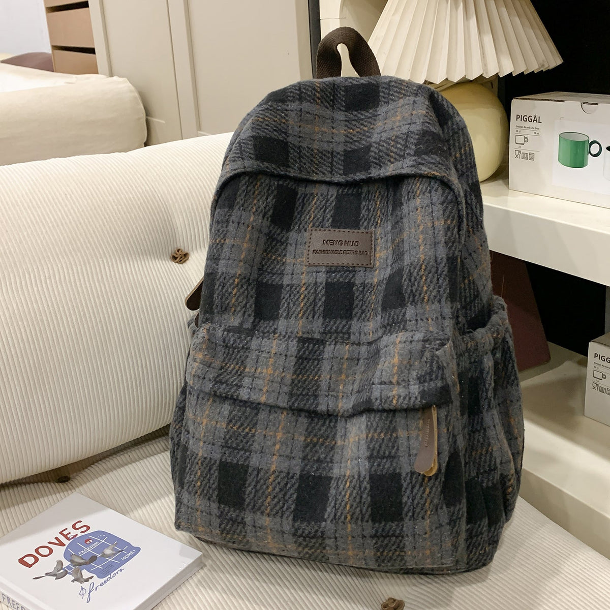 Cozy Plaid Backpack LoungeYard — product view 6