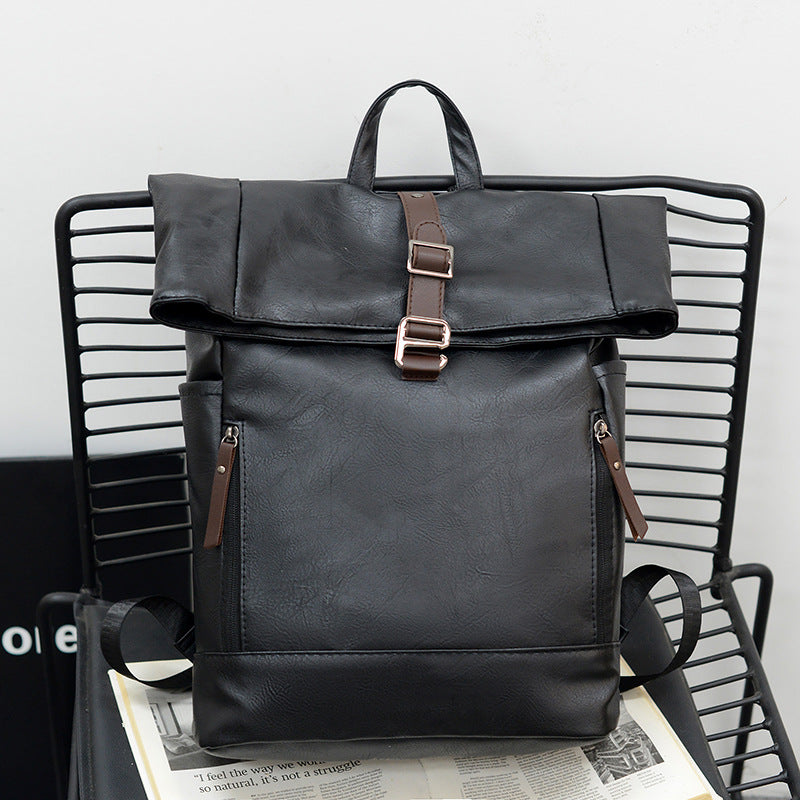 Vintage Leather Rolltop Backpack LoungeYard — product view 1