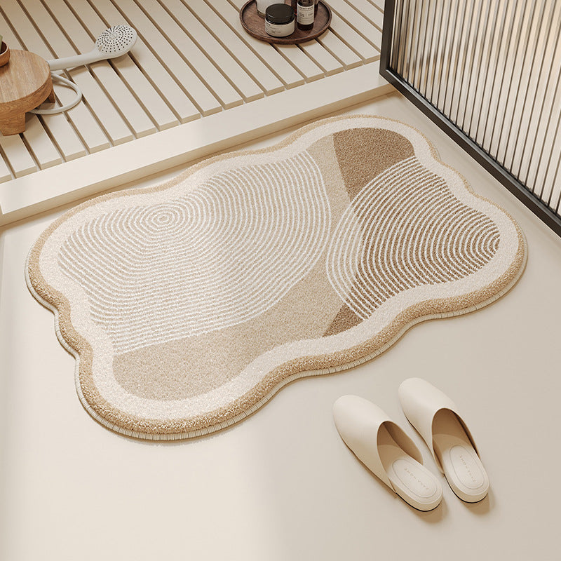 Cloud-Shaped Absorbent Microfiber Bath Mat with Anti-Slip Backing and Textured Concentric Pattern — product view 2
