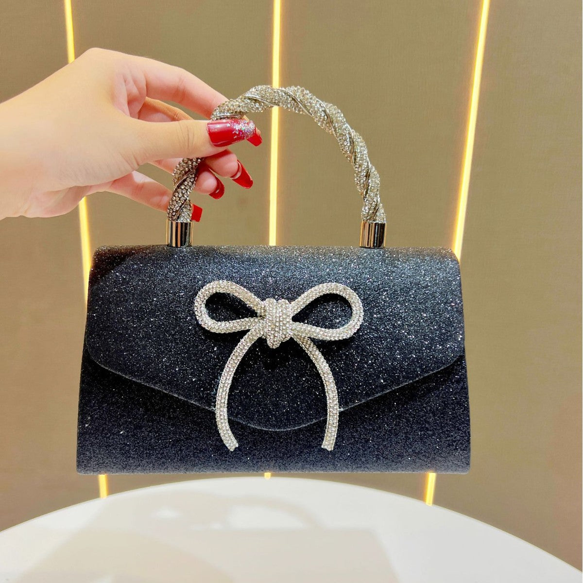 Sparkling Bow-Detail Evening Handbag — product view 6