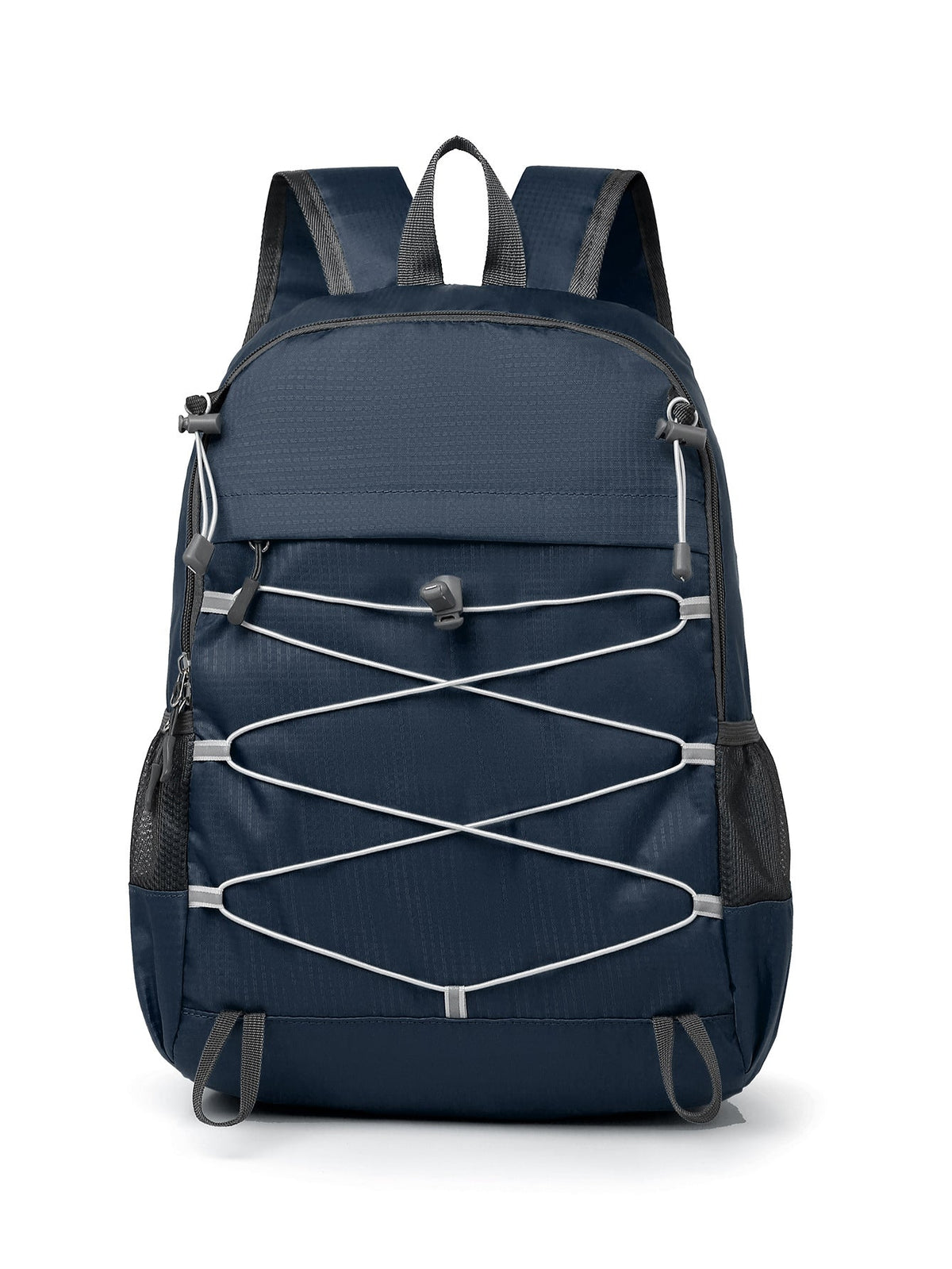 Unisex nan lightweight outdoor backpack with elastic tension strap and mesh side pockets LoungeYard — product view 4