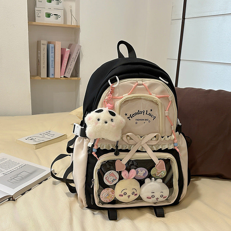 Fashionable leisure backpack with creative details and versatile compartments LoungeYard — product view 6