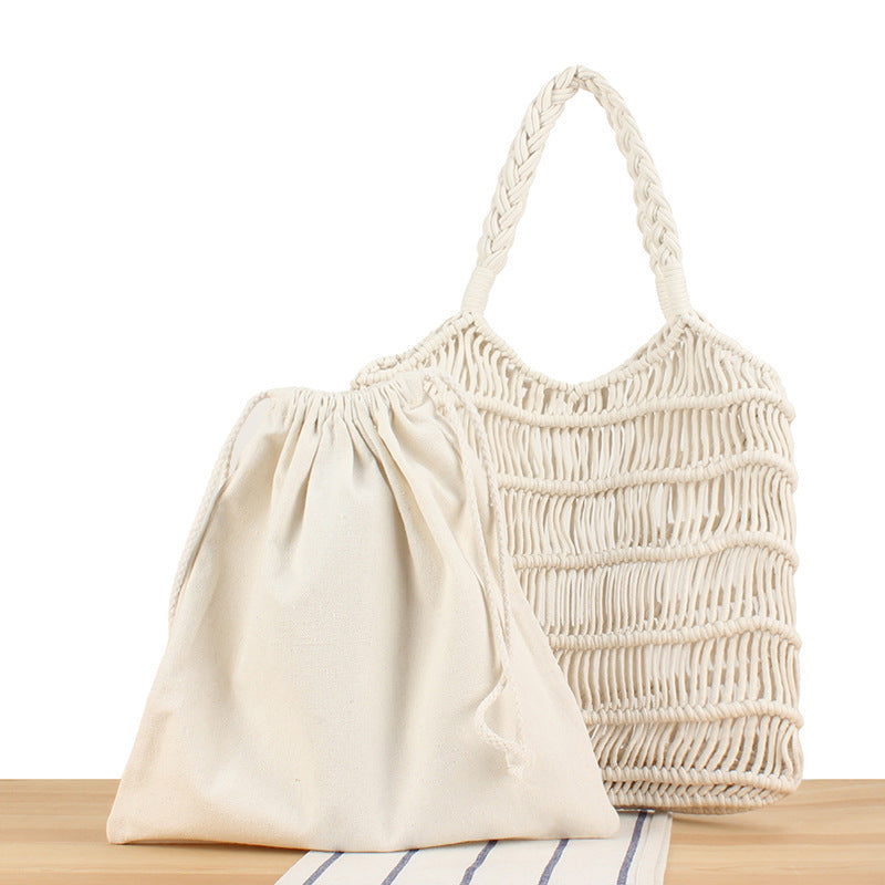 Fashionable Braided Tote Bag with Inner Pouch LoungeYard — product view 1