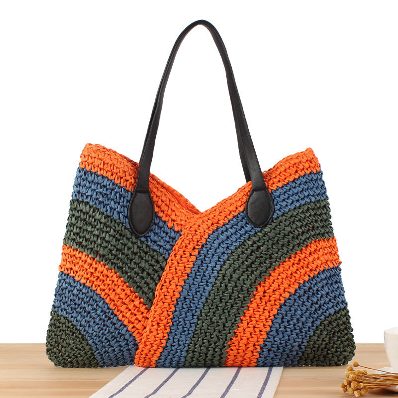 Fashionable Braided Tote Bag with Unique Wave Pattern LoungeYard — product view 1