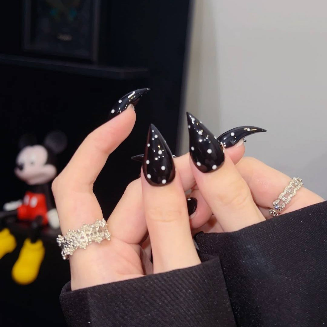 Spiked Stiletto Press-On Nail Set with Gem Accents — product view 3