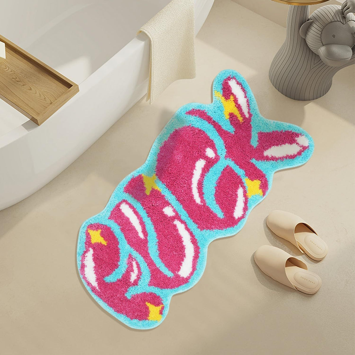 Cute Bunny-Shaped Bath Mat LoungeYard — product view 1