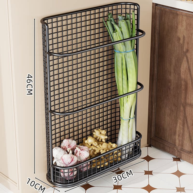 Slim Wall-Mounted Wire Grid Kitchen Vertical Storage Basket Organizer — product view 4