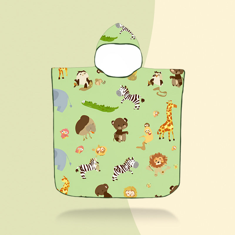 colorful hooded poncho with robot motif LoungeYard — product view 4