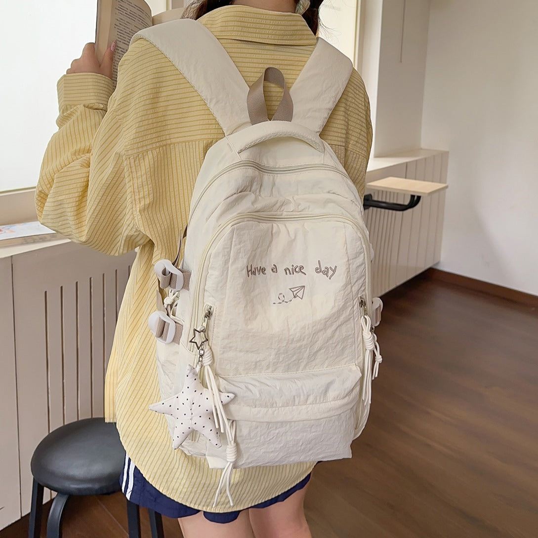 Multi-Pocket Casual Backpack with Inspirational Quote LoungeYard — product view 2