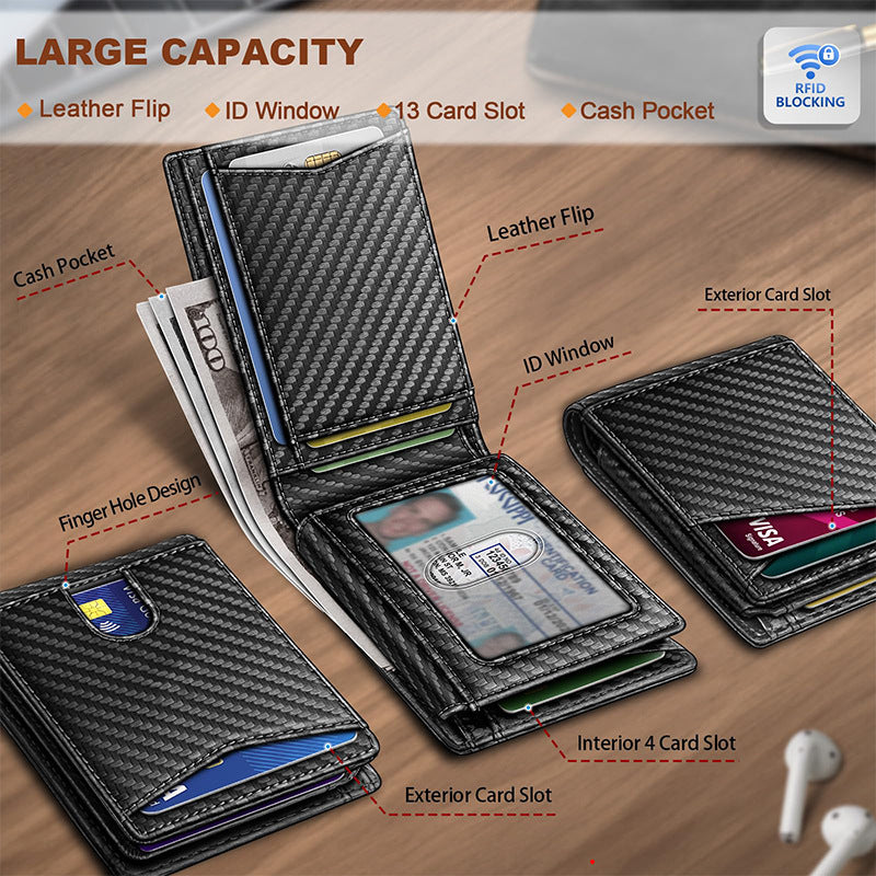 RFID-Blocking Leather Cardholder Wallet LoungeYard — product view 1