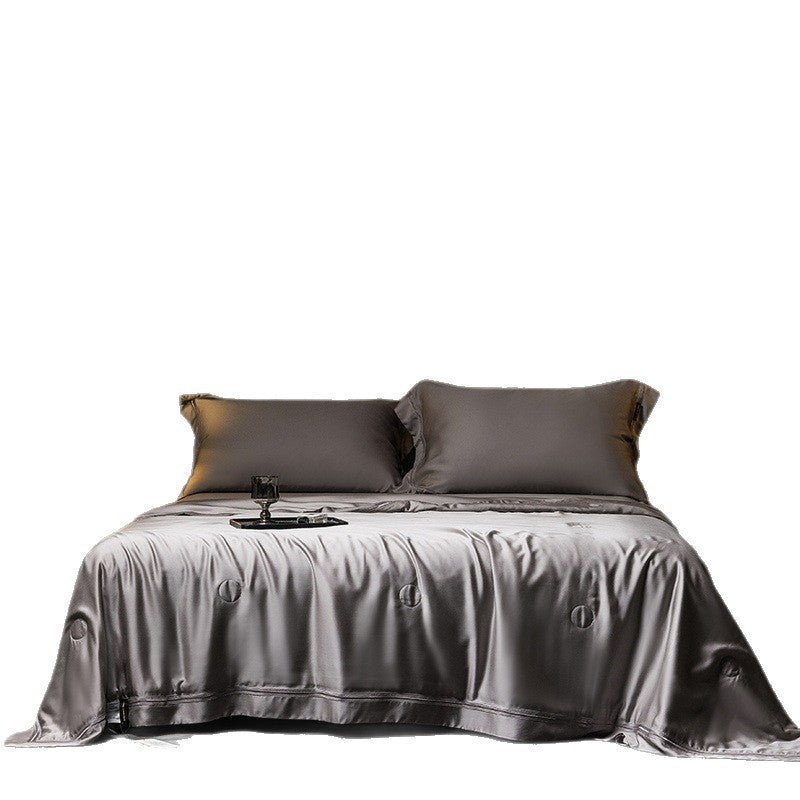 Luxurious satin bed set with silk-like surface and fine decorative stitching — product view 5