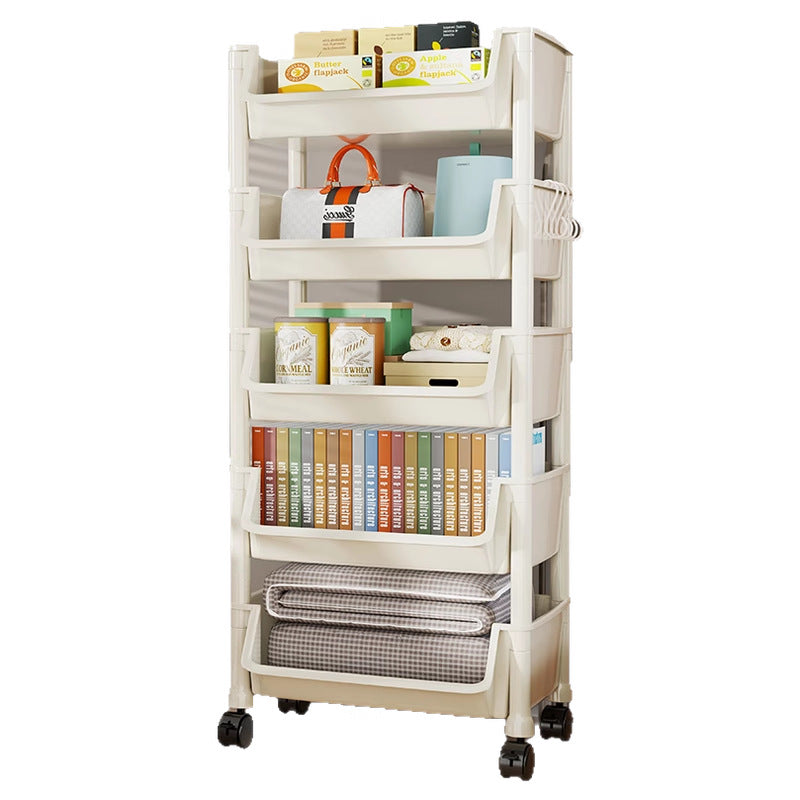 Compact Two-Tier Rolling Utility Cart with Deep Removable Plastic Bins — product view 4