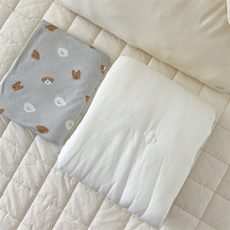 Unisex cotton pillowcase with cheerful bear design LoungeYard — product view 3