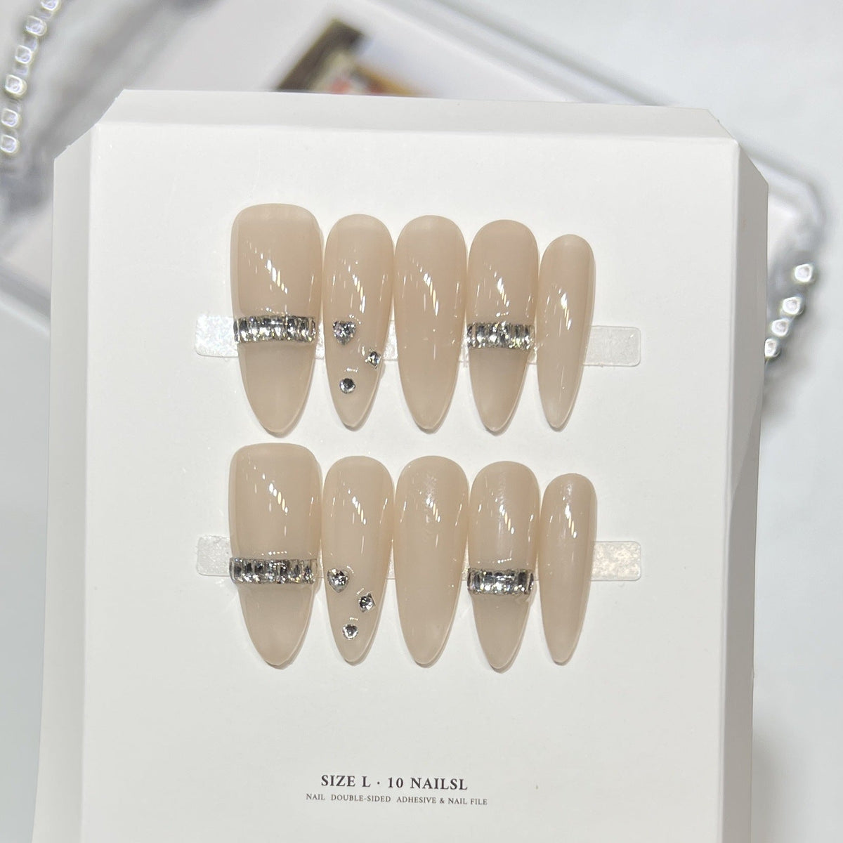 Glamorous Stiletto Press-On Nails with Rhinestone Accents — product view 4