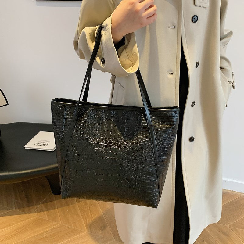 Crocodile-Embossed Leather Tote Bag LoungeYard — product view 2