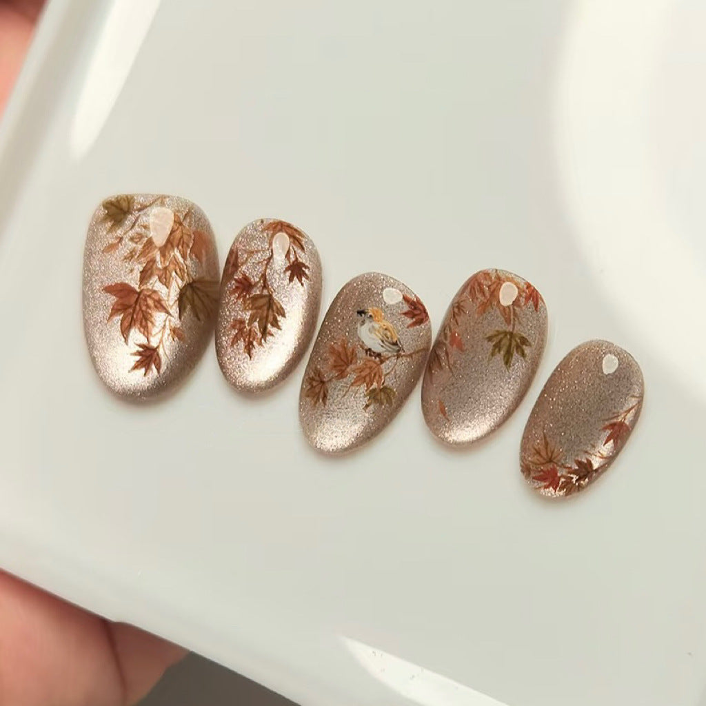 Autumn-Inspired Decorative Press-On Nail Set — product view 1