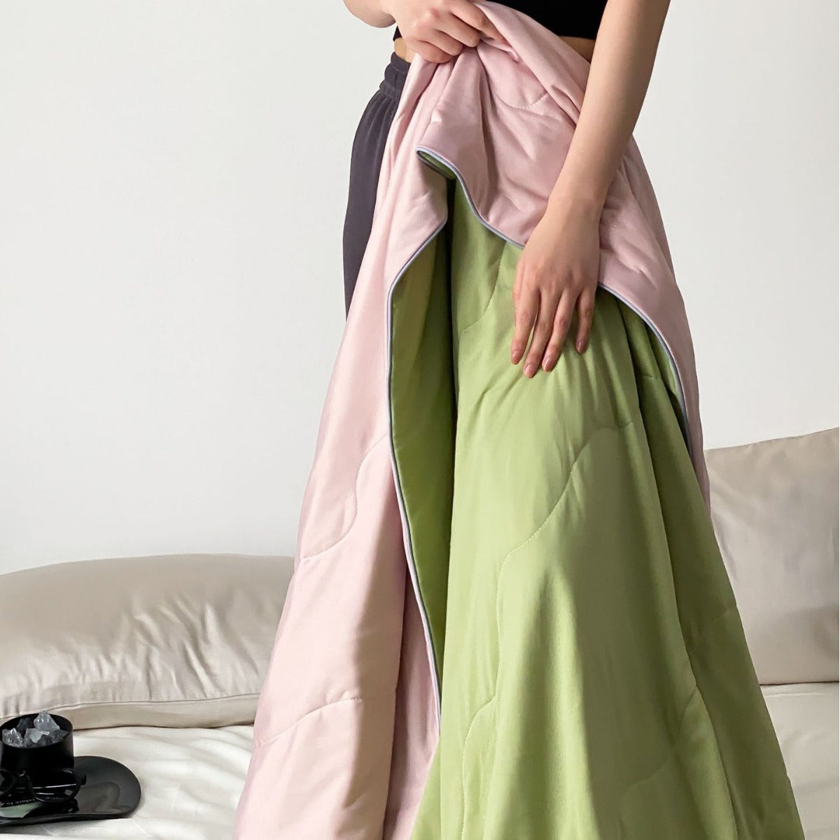 Light Reversible Summer Comforter with Cooling Microfiber Filling LoungeYard — product view 4