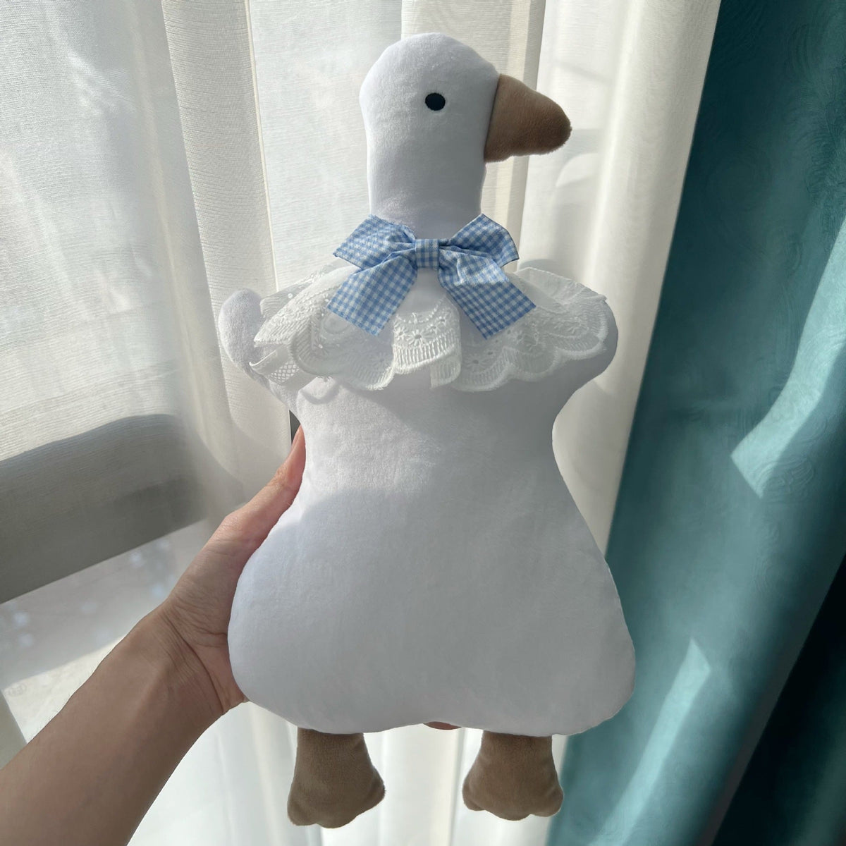 Plush Duck Comforter Pillow with Gingham Bow — product view 4